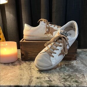 Grace & Lace White and Tan Star Sneakers